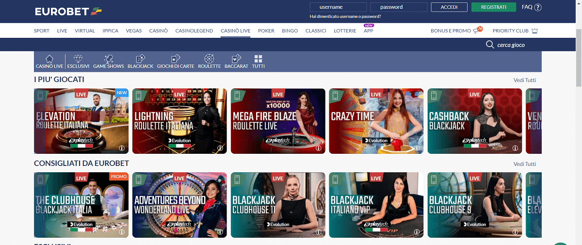 Eurobet Casino Live