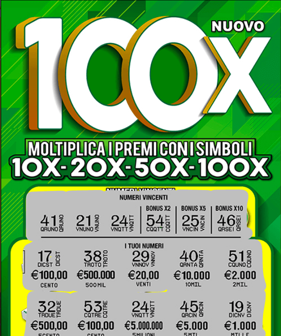 Nuovo 100X Gratta e Vinci