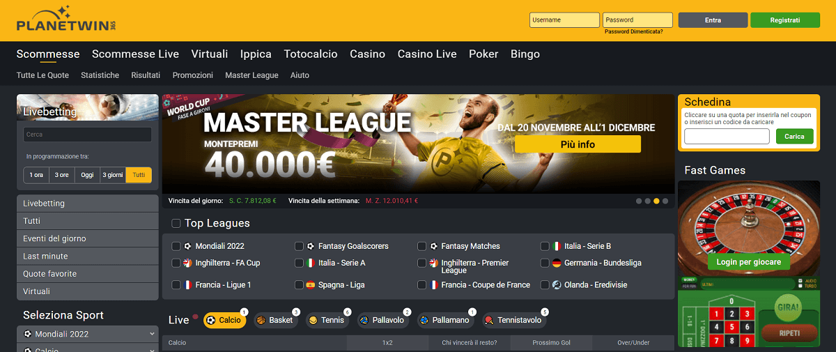 Planetwin365 Scommesse