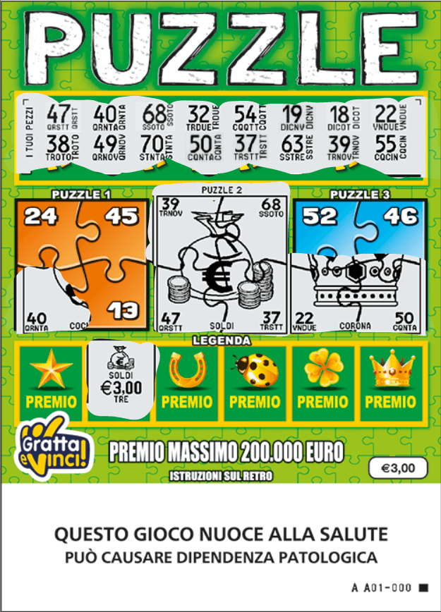 Puzzle Gratta e Vinci Vincita