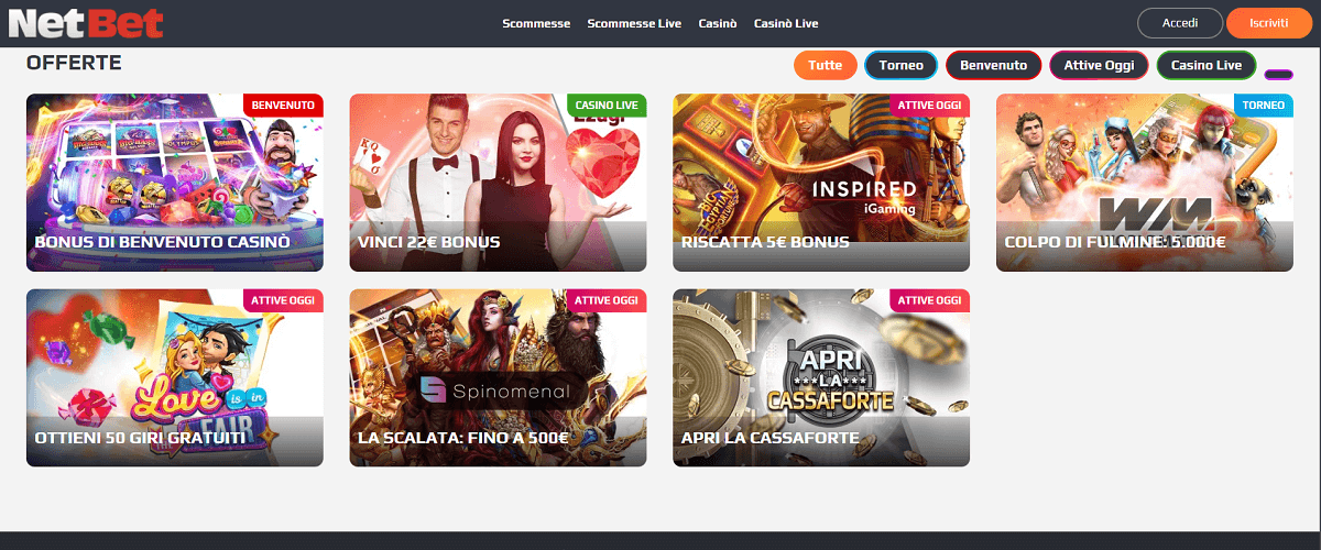 Bonus Benvenuto di NetBet