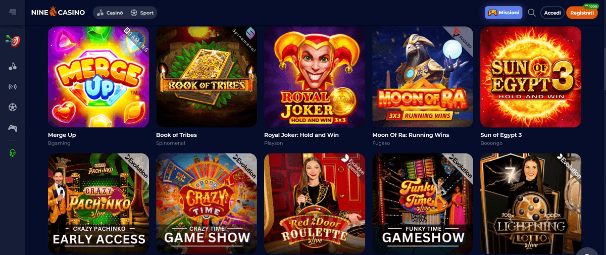 Nine Casino Giochi