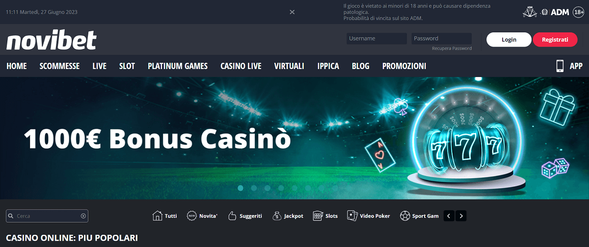 Novibet codice bonus