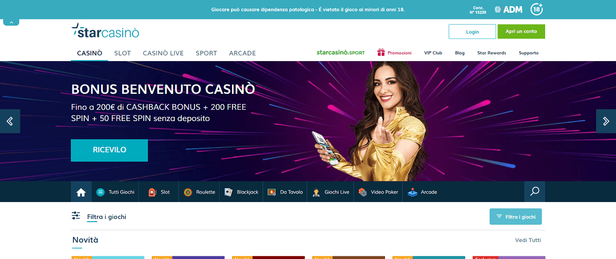 StarCasino bonus senza deposito