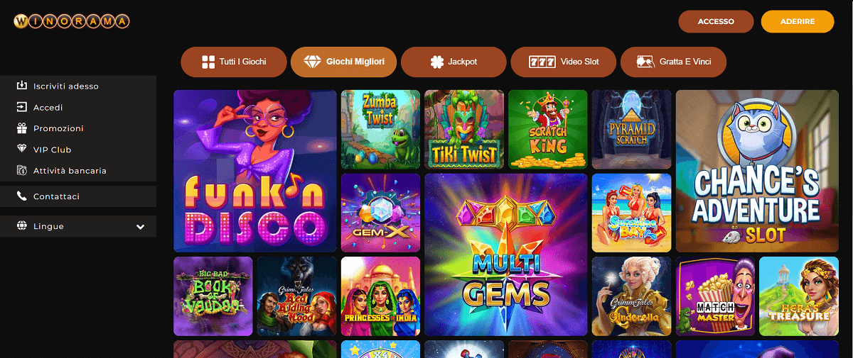 Giochi Disponibili su Winorama